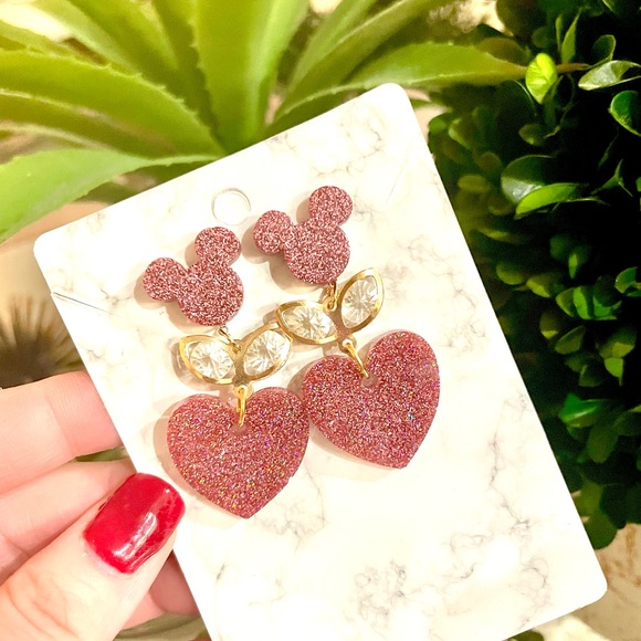 Acrylic Mickey and Heart Disney Earrings - Picture 3 of 3